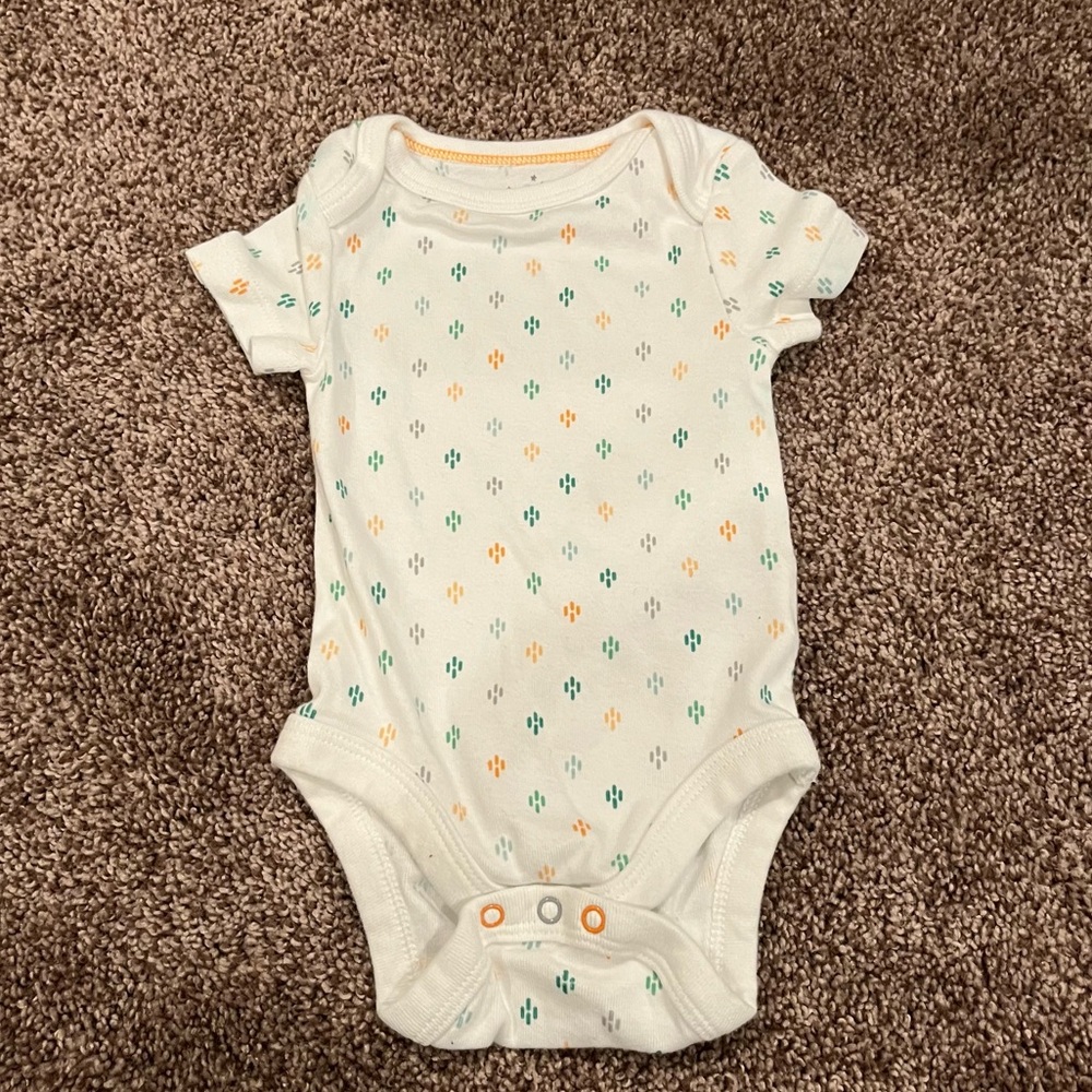 White, Green, Blue, Orange, Gray, and Yellow Cloud Island Onesie
